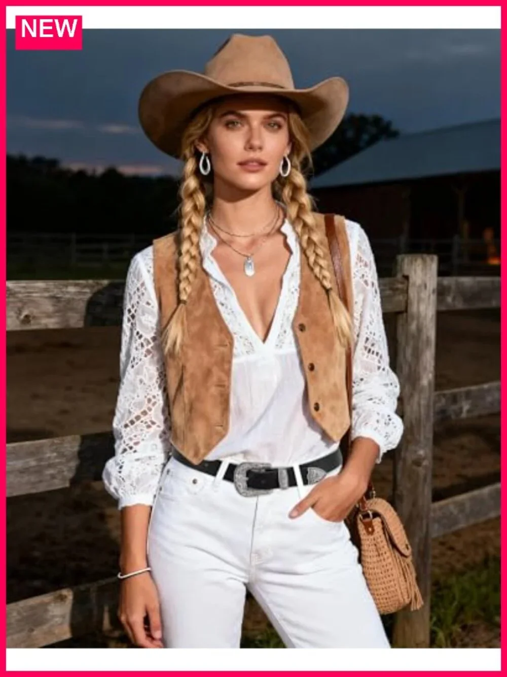 Women's Vintage Western Leather Belt with Silver Buckle - Trimable